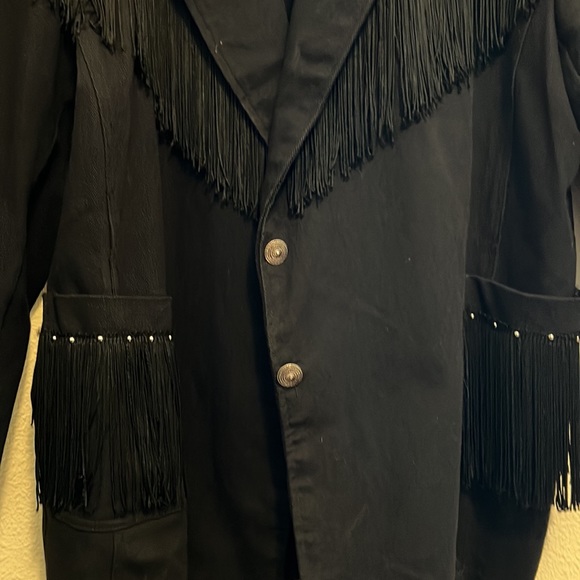 Vintage David David Rhinestone and Fringe Denim Jacket - Picture 5 of 7